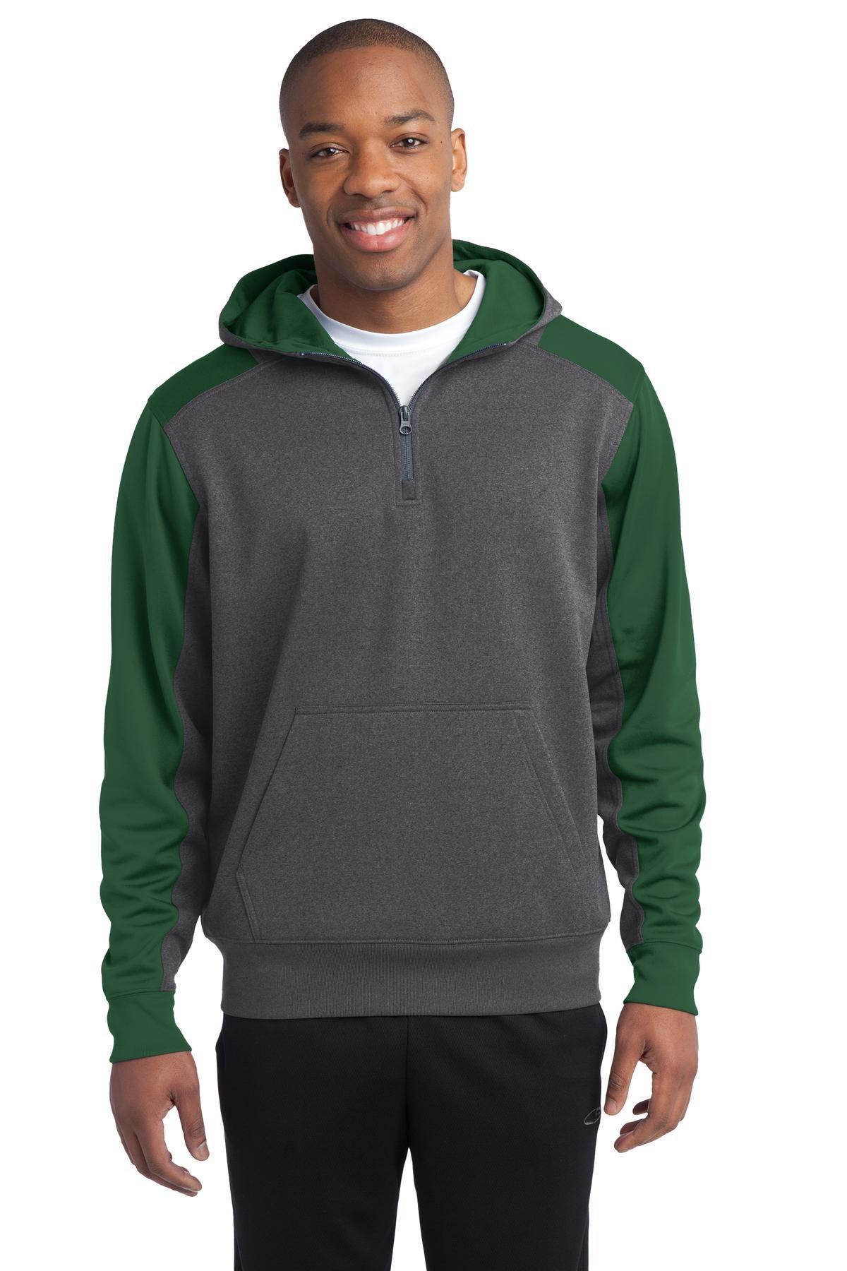 Sport-Tek Tech Fleece Colorblock 1/4-Zip Hooded Sweatshirt. ST249 - Dresses Max