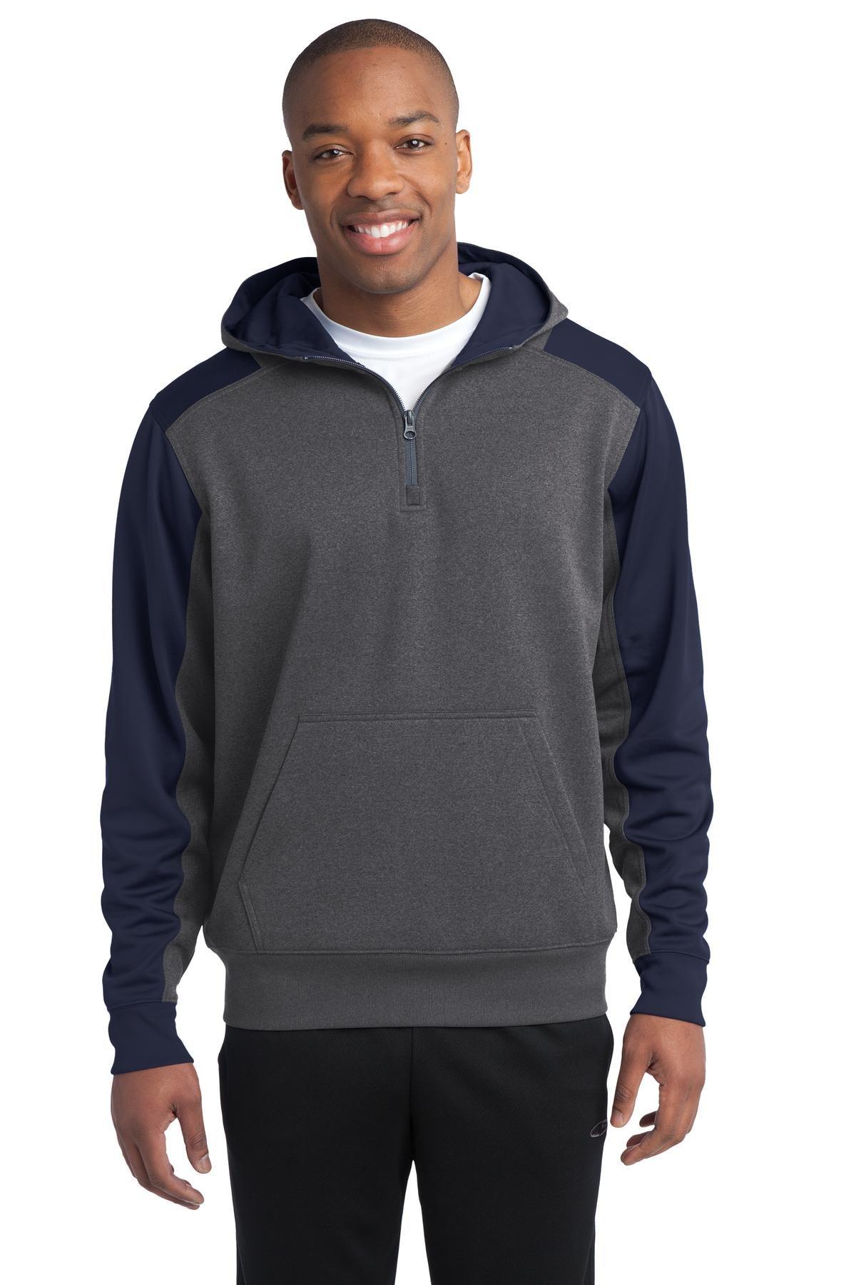 Sport-Tek Tech Fleece Colorblock 1/4-Zip Hooded Sweatshirt. ST249 - Dresses Max