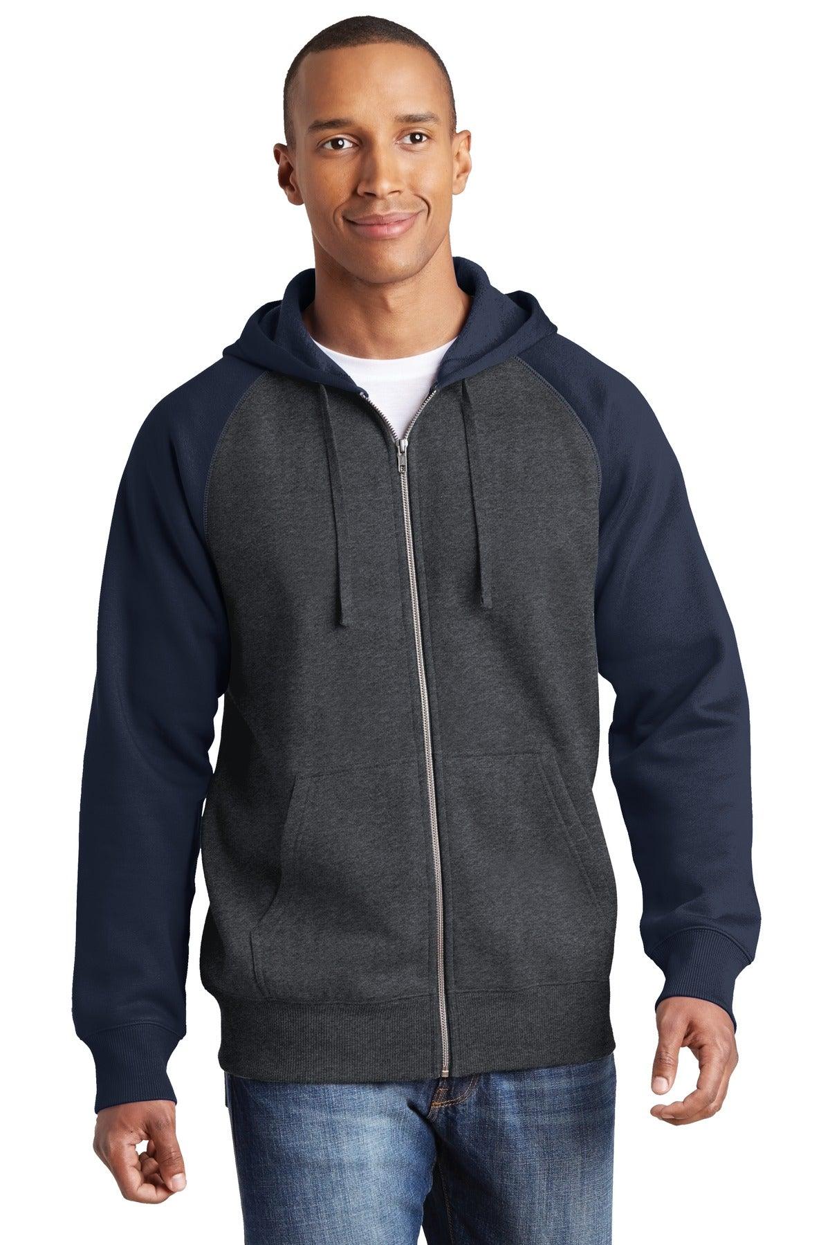 Sport-Tek Raglan Colorblock Full-Zip Hooded Fleece Jacket. ST269 - Dresses Max