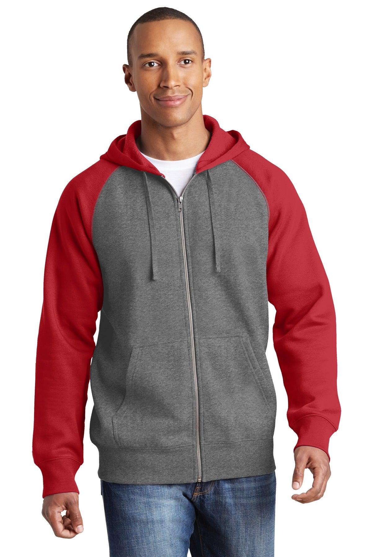 Sport-Tek Raglan Colorblock Full-Zip Hooded Fleece Jacket. ST269 - Dresses Max