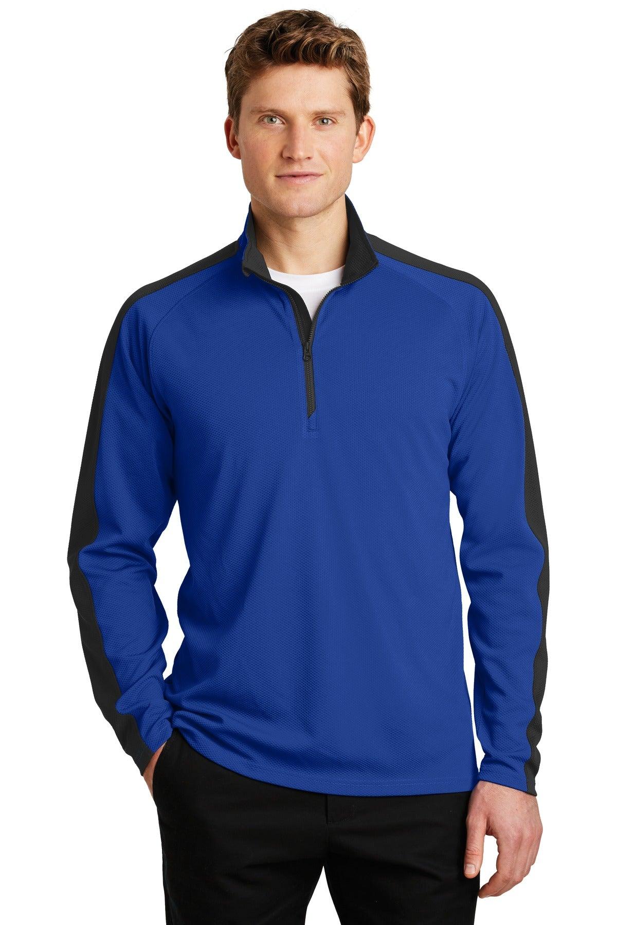 Sport-Tek Sport-Wick Textured Colorblock 1/4-Zip Pullover. ST861 - Dresses Max