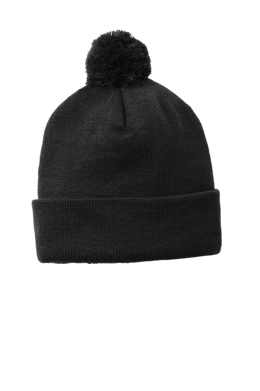 Sport-Tek Solid Pom Pom Beanie. STC37 - Dresses Max