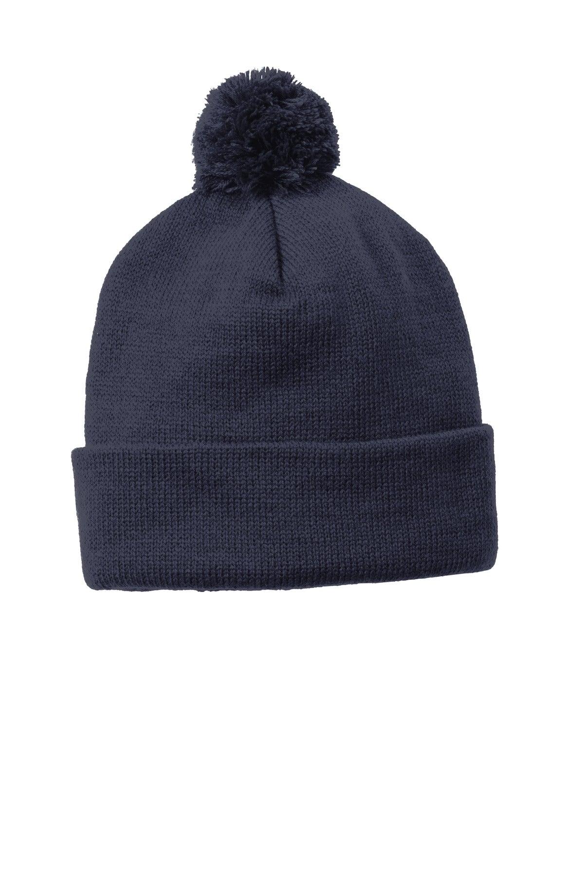 Sport-Tek Solid Pom Pom Beanie. STC37 - Dresses Max
