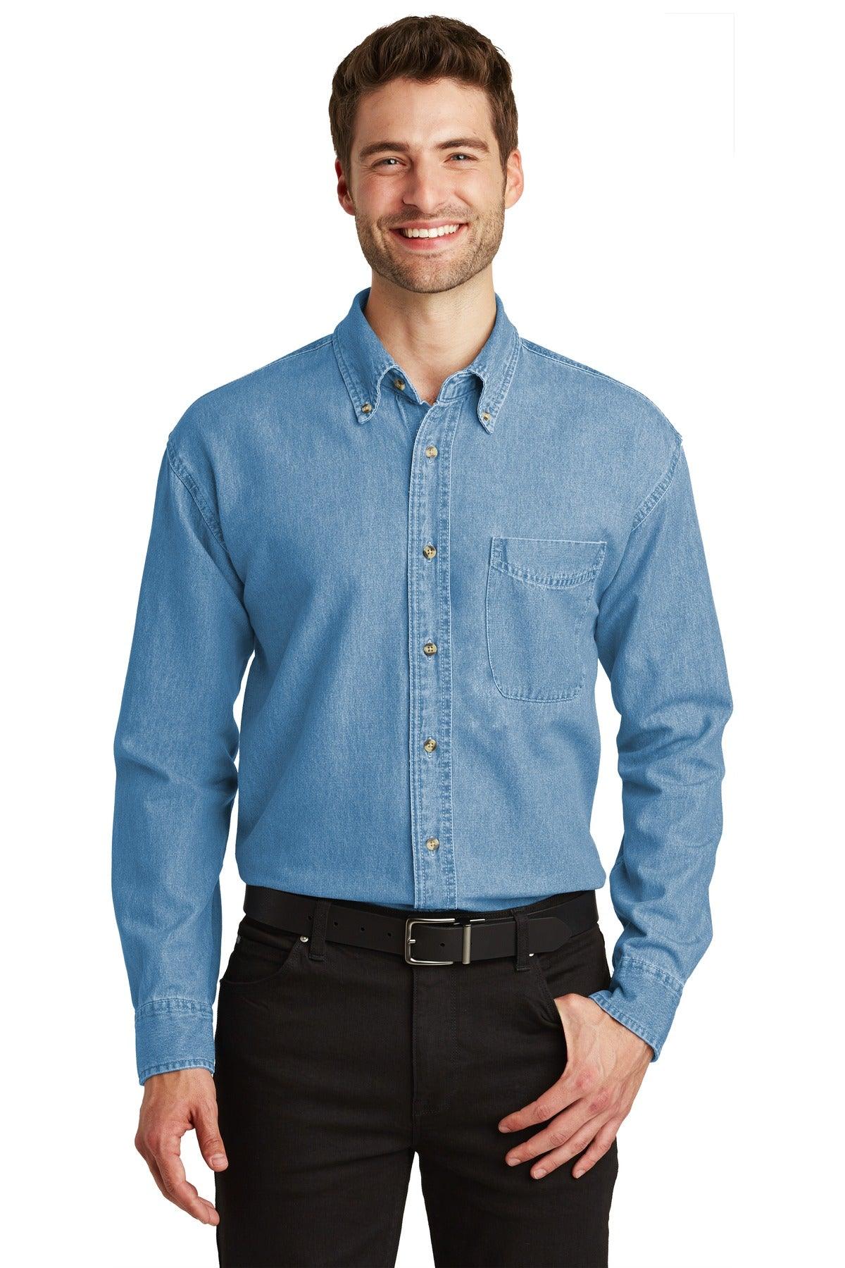 Port Authority Tall Long Sleeve Denim Shirt. TLS600 - Dresses Max