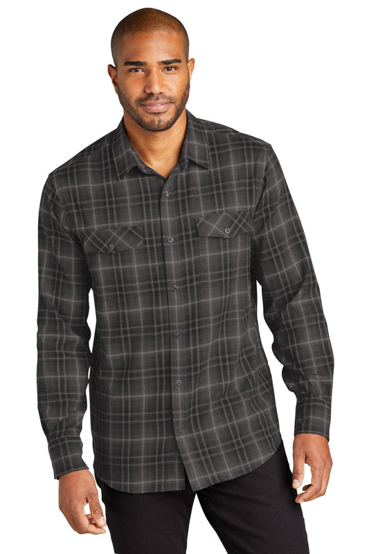 Port Authority Long Sleeve Ombre Plaid Shirt W672 - Dresses Max