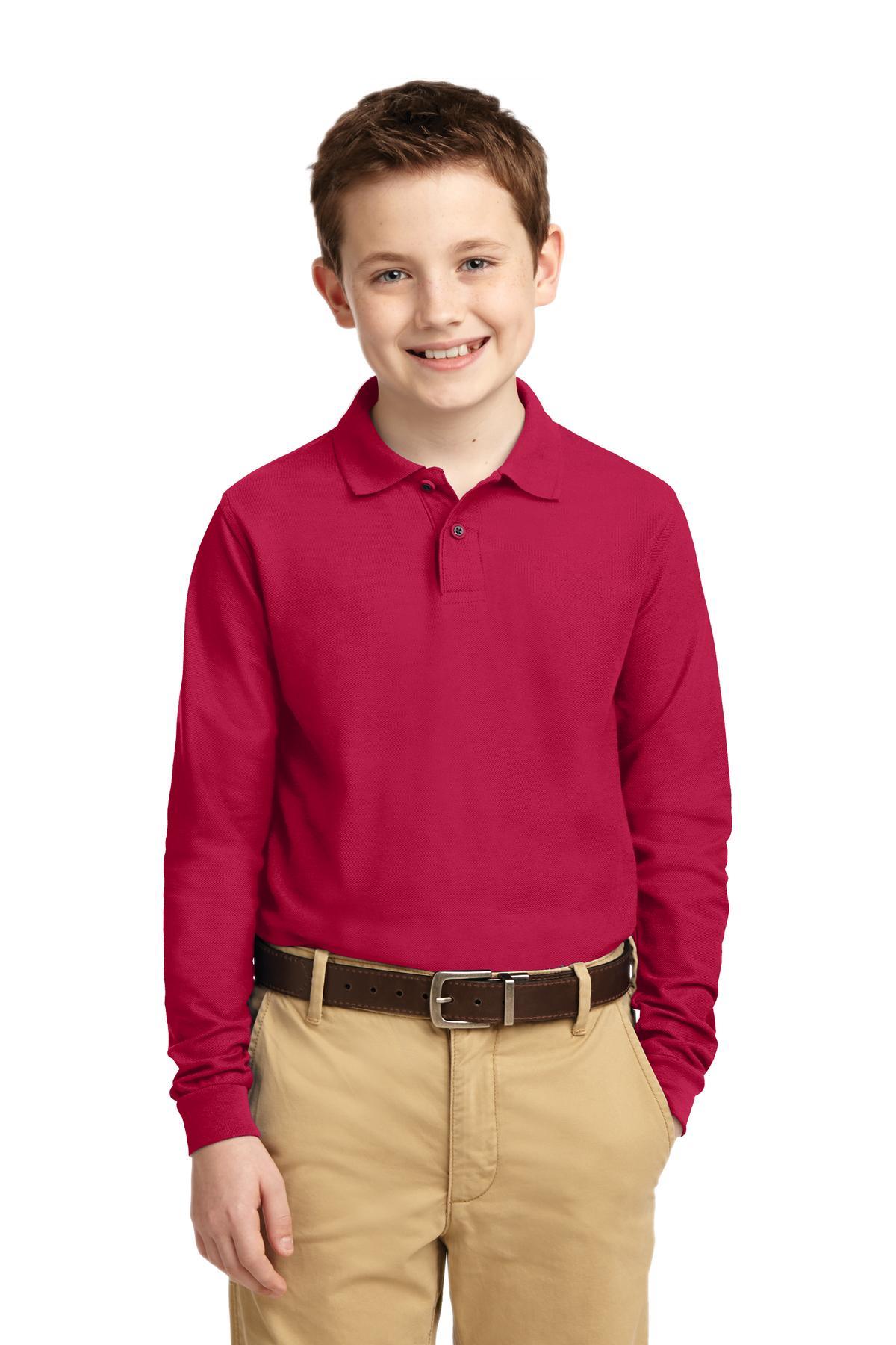 Port Authority Youth Long Sleeve Silk Touch Polo. Y500LS - Dresses Max