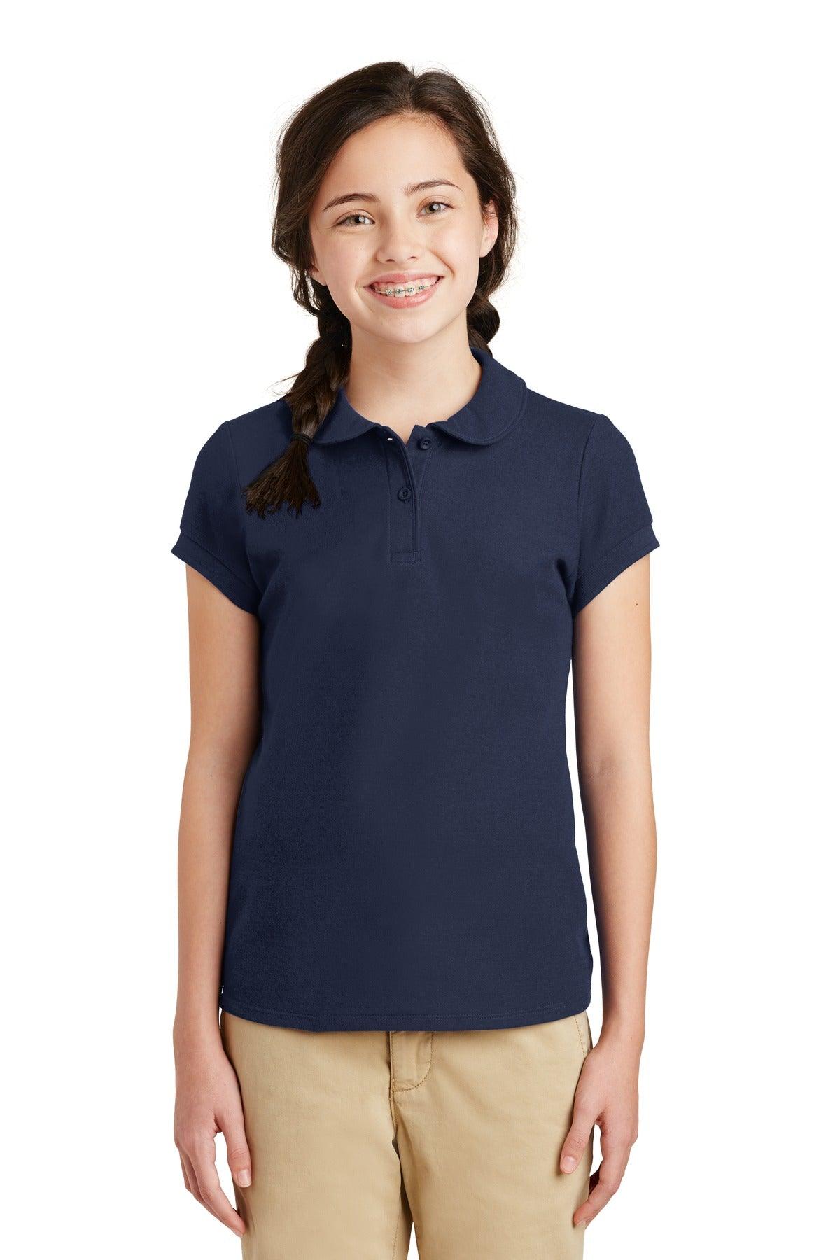Port Authority Girls Silk Touch Peter Pan Collar Polo. YG503 - Dresses Max
