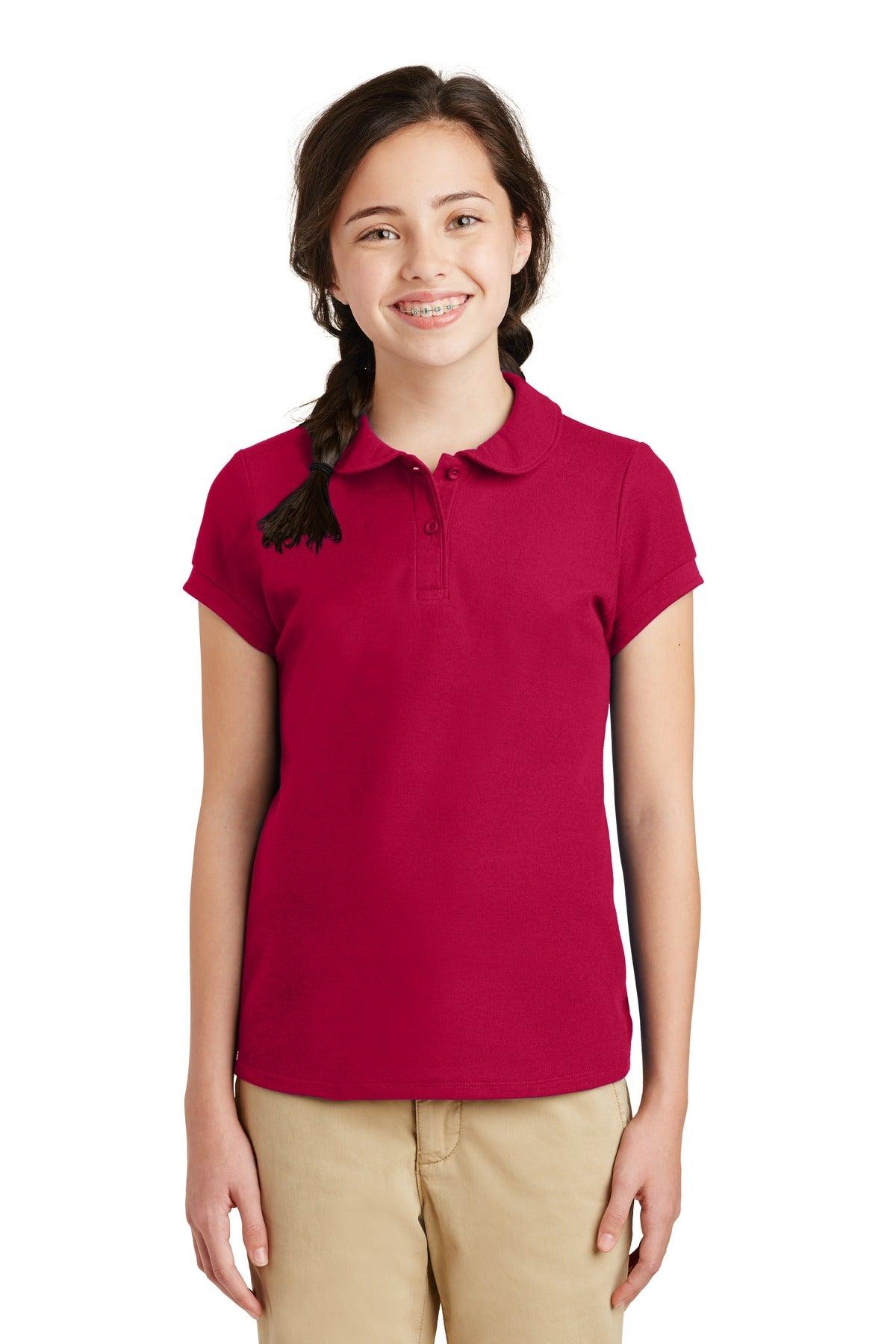Port Authority Girls Silk Touch Peter Pan Collar Polo. YG503 - Dresses Max