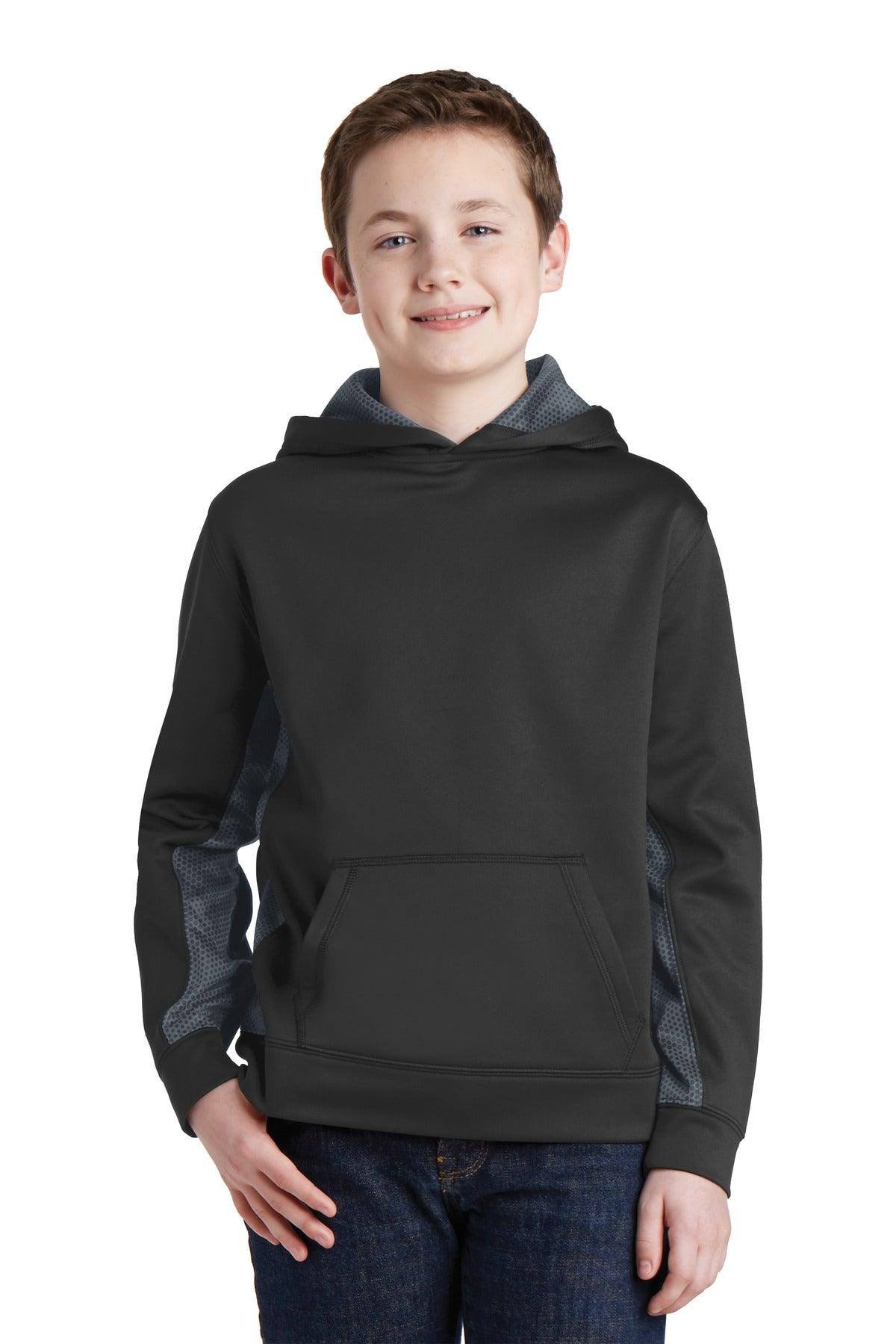 Sport-Tek Youth Sport-Wick CamoHex Fleece Colorblock Hooded Pullover. YST239 - Dresses Max