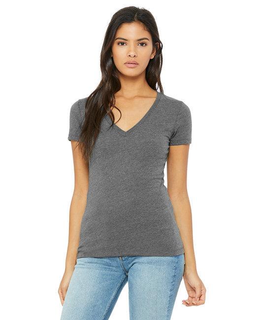 Bella + Canvas Ladies' Jersey Short-Sleeve Deep V-Neck T-Shirt B6035 - Dresses Max