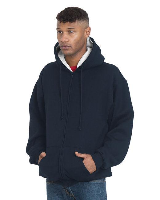 Bayside Adult Super Heavy Thermal-Lined Full-Zip Hooded Sweatshirt BA940 - Dresses Max