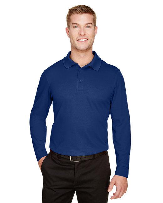 Devon & Jones CrownLux Performance Men's Tall Plaited Long Sleeve Polo DG20LT - Dresses Max