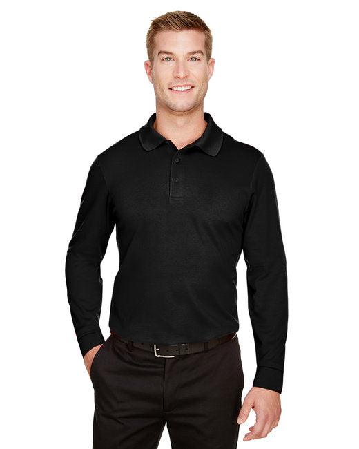 Devon & Jones CrownLux Performance Men's Tall Plaited Long Sleeve Polo DG20LT - Dresses Max