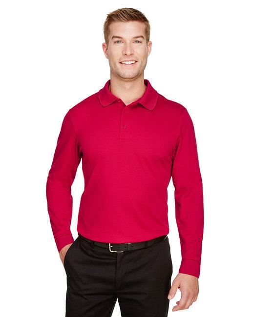Devon & Jones CrownLux Performance Men's Tall Plaited Long Sleeve Polo DG20LT - Dresses Max