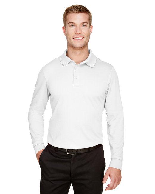 Devon & Jones CrownLux Performance Men's Tall Plaited Long Sleeve Polo DG20LT - Dresses Max