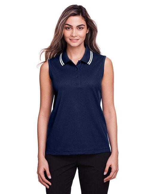 Devon & Jones Ladies' CrownLux Performance Plaited Tipped Sleeveless Polo DG20SW - Dresses Max