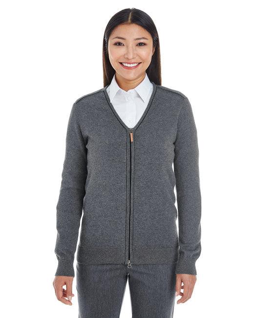 Devon & Jones Ladies' Manchester Fully-Fashioned Full-Zip Cardigan Sweater DG478W - Dresses Max