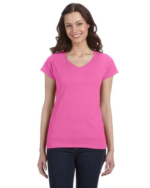 Gildan Ladies' SoftStyle® Fitted V-Neck T-Shirt G64VL - Dresses Max