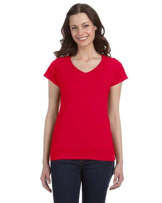 Gildan Ladies' SoftStyle® Fitted V-Neck T-Shirt G64VL - Dresses Max