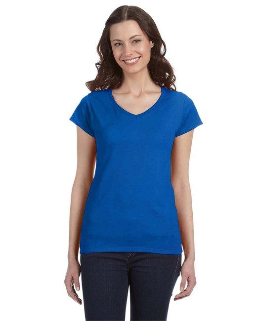 Gildan Ladies' SoftStyle Fitted V-Neck T-Shirt G64VL - Dresses Max