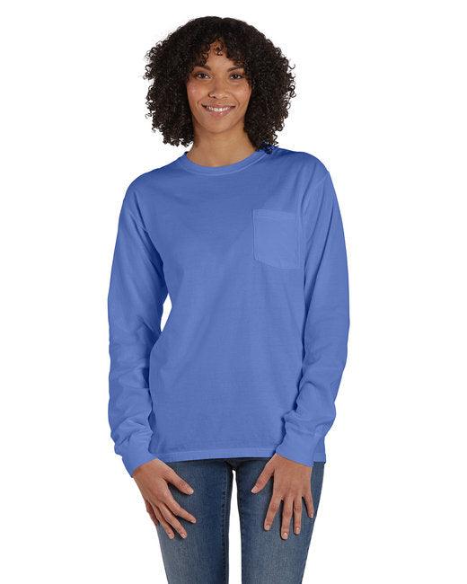 ComfortWash by Hanes Unisex Garment-Dyed Long-Sleeve T-Shirt with Pocket GDH250 - Dresses Max