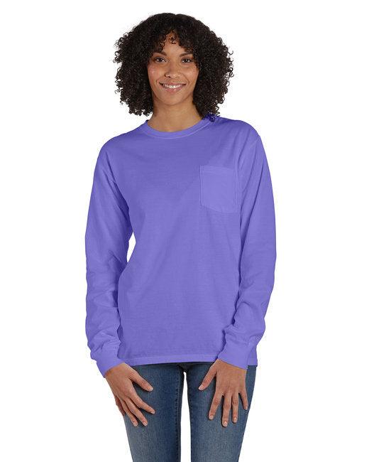 ComfortWash by Hanes Unisex Garment-Dyed Long-Sleeve T-Shirt with Pocket GDH250 - Dresses Max