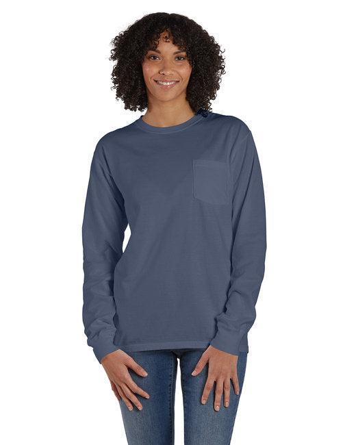 ComfortWash by Hanes Unisex Garment-Dyed Long-Sleeve T-Shirt with Pocket GDH250 - Dresses Max
