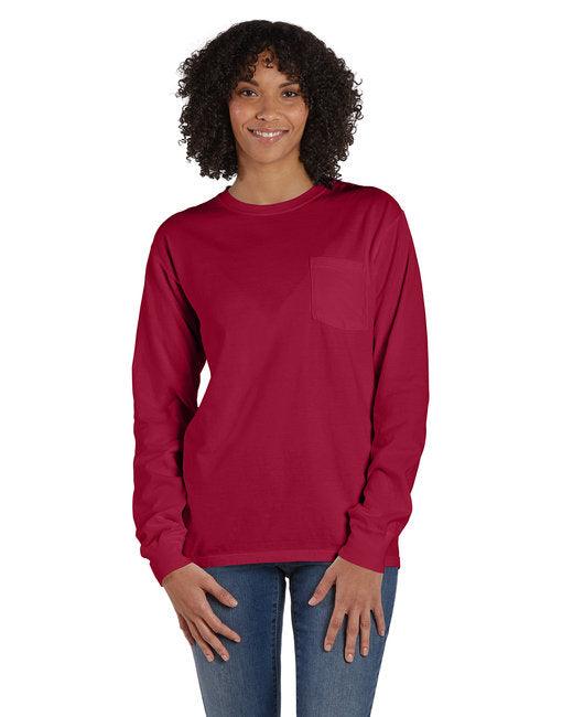 ComfortWash by Hanes Unisex Garment-Dyed Long-Sleeve T-Shirt with Pocket GDH250 - Dresses Max