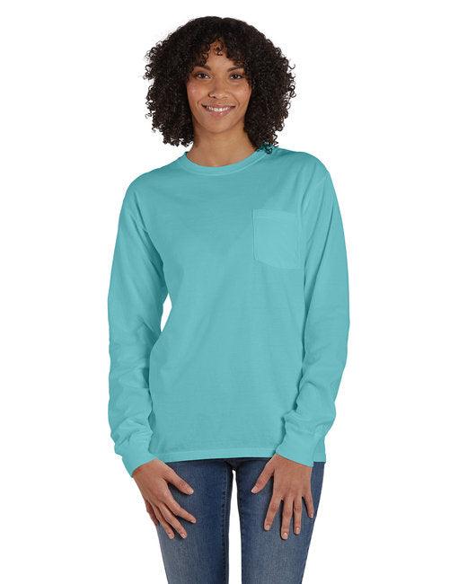 ComfortWash by Hanes Unisex Garment-Dyed Long-Sleeve T-Shirt with Pocket GDH250 - Dresses Max