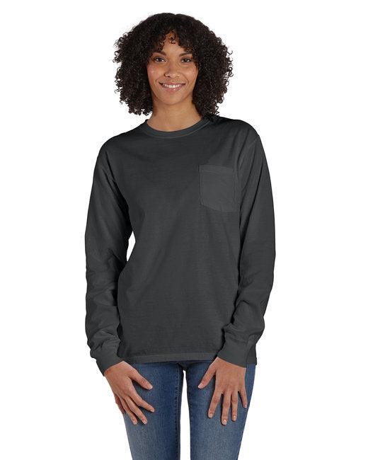 ComfortWash by Hanes Unisex Garment-Dyed Long-Sleeve T-Shirt with Pocket GDH250 - Dresses Max