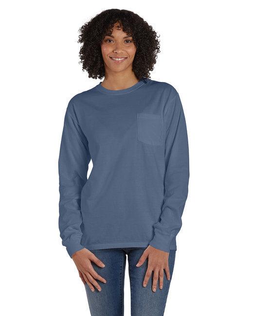 ComfortWash by Hanes Unisex Garment-Dyed Long-Sleeve T-Shirt with Pocket GDH250 - Dresses Max