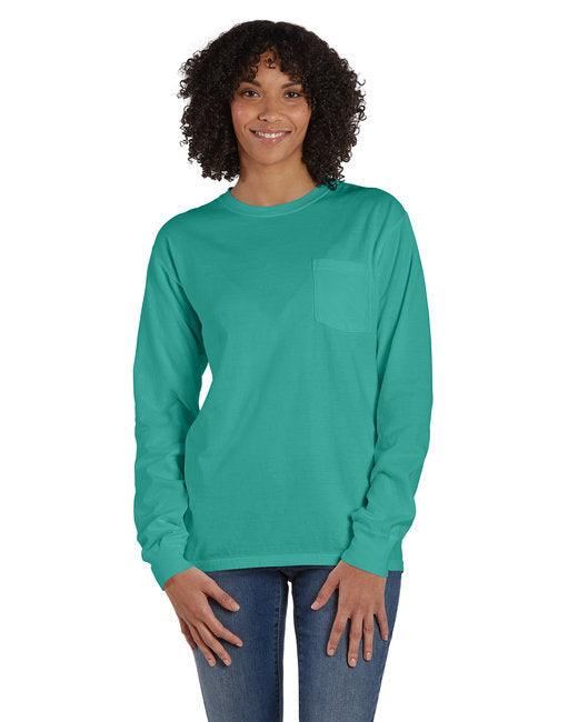 ComfortWash by Hanes Unisex Garment-Dyed Long-Sleeve T-Shirt with Pocket GDH250 - Dresses Max