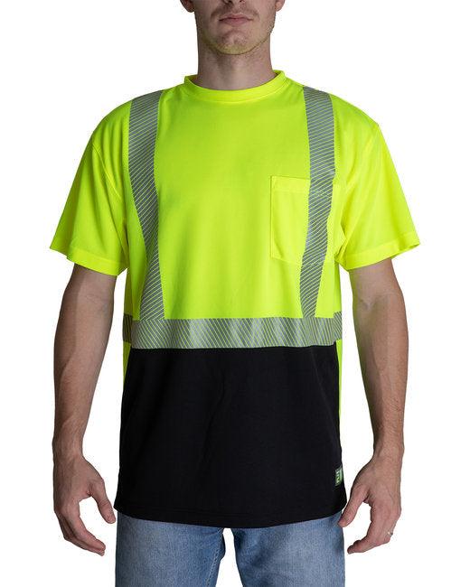 Berne Unisex Hi-Vis Class 2 Color Blocked Pocket T-Shirt HVK017 - Dresses Max