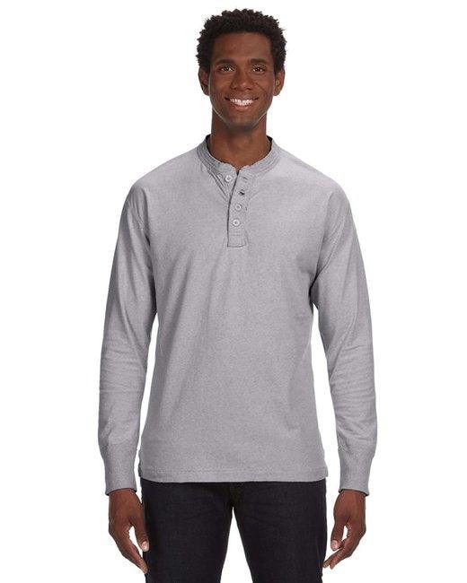 J America Men's Vintage Brushed Jersey Henley JA8244 - Dresses Max