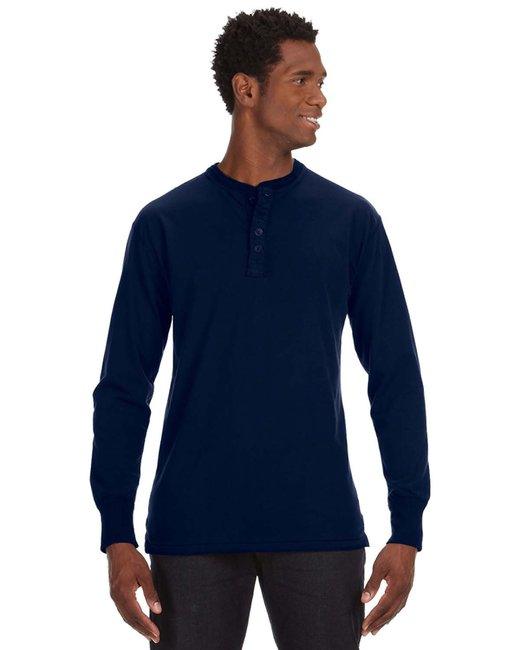 J America Men's Vintage Brushed Jersey Henley JA8244 - Dresses Max