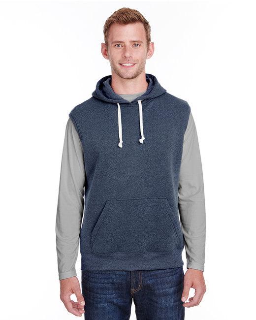 J America Adult Triblend Fleece Sleeveless Hooded Sweatshirt JA8877 - Dresses Max