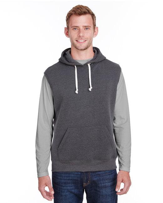 J America Adult Triblend Fleece Sleeveless Hooded Sweatshirt JA8877 - Dresses Max