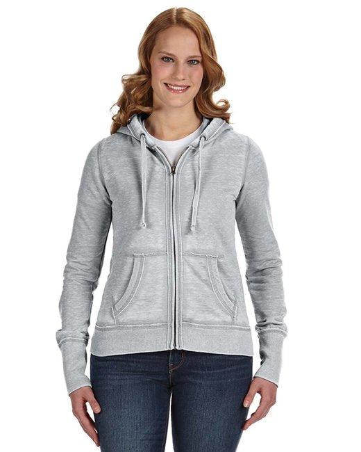 J America Ladies' Zen Full-Zip Fleece Hooded Sweatshirt JA8913 - Dresses Max