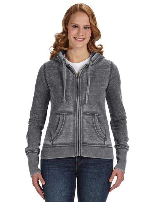 J America Ladies' Zen Full-Zip Fleece Hooded Sweatshirt JA8913 - Dresses Max