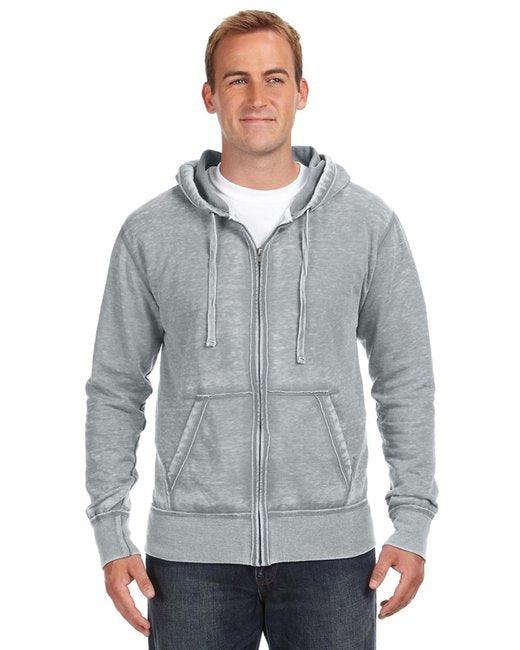 J America Adult Vintage Zen Full-Zip Fleece Hooded Sweatshirt JA8916 - Dresses Max