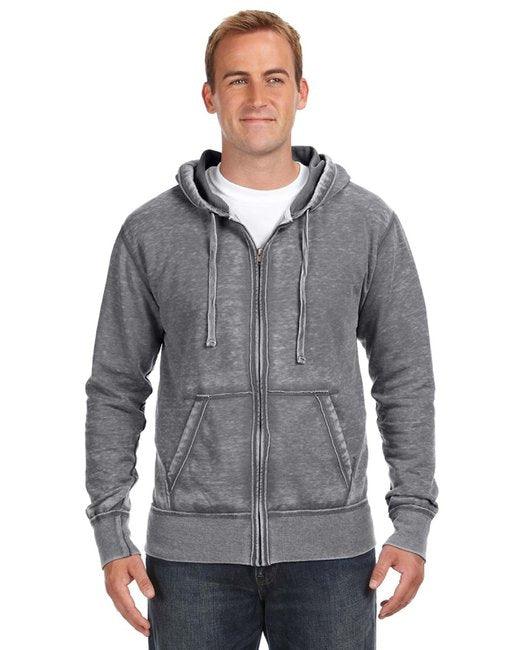 J America Adult Vintage Zen Full-Zip Fleece Hooded Sweatshirt JA8916 - Dresses Max