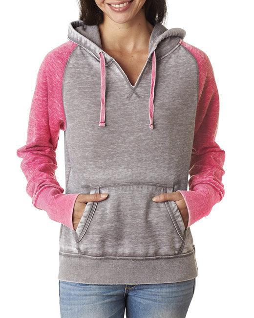 J America Ladies' Zen Contrast Pullover Hooded Sweatshirt JA8926 - Dresses Max