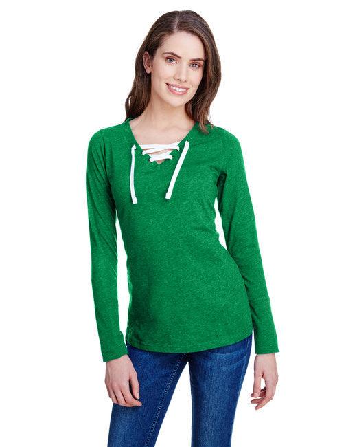 LAT Ladies' Long Sleeve Fine Jersey Lace-Up T-Shirt LA3538 - Dresses Max