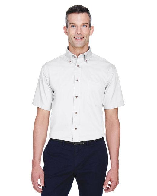 Harriton Men's Easy Blend Short-Sleeve Twill Shirt with Stain-Release M500S - Dresses Max