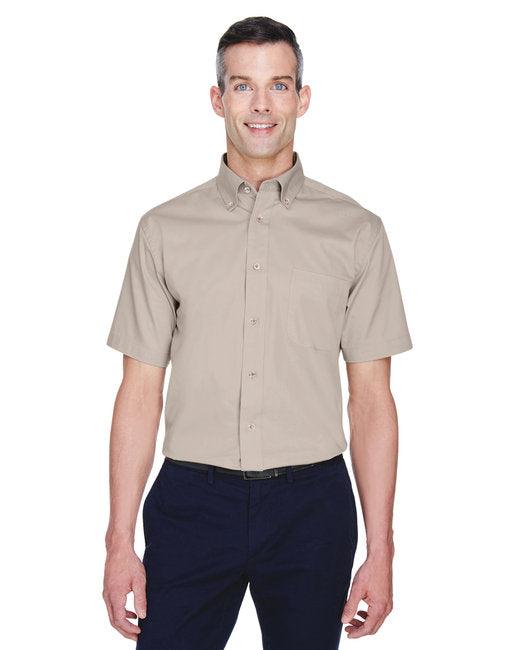 Harriton Men's Easy Blend Short-Sleeve Twill Shirt with Stain-Release M500S - Dresses Max