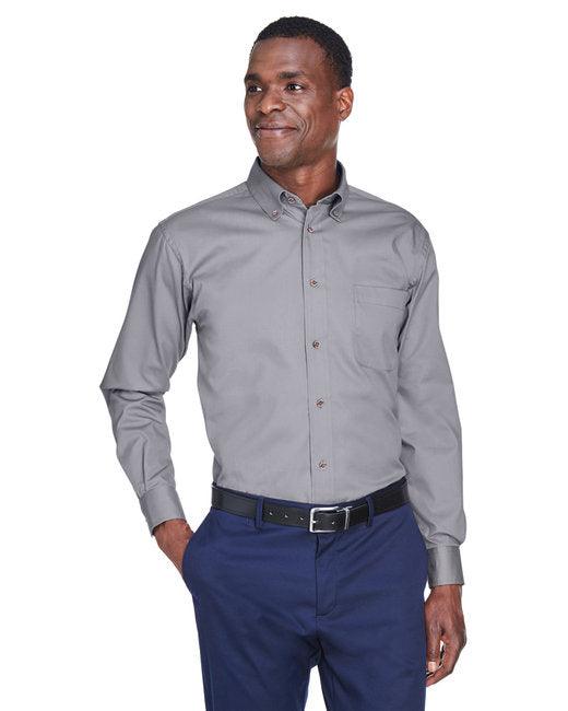 Harriton Men's Tall Easy Blend Long-Sleeve Twill Shirt with Stain-Release M500T - Dresses Max