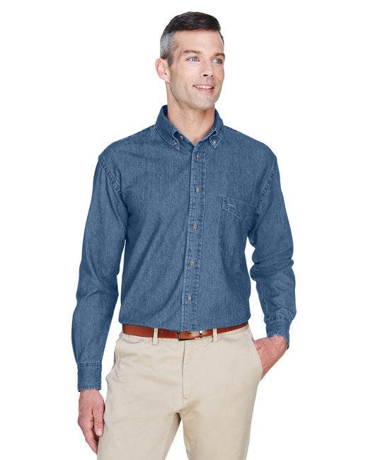 Harriton Men's 6.5 oz. Long-Sleeve Denim Shirt M550 - Dresses Max