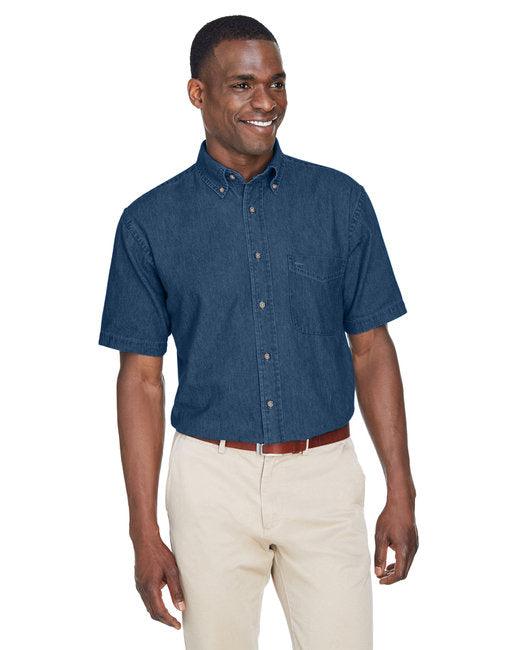 Harriton Men's 6.5 oz. Short-Sleeve Denim Shirt M550S - Dresses Max