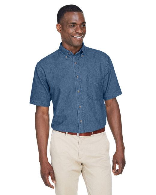 Harriton Men's 6.5 oz. Short-Sleeve Denim Shirt M550S - Dresses Max