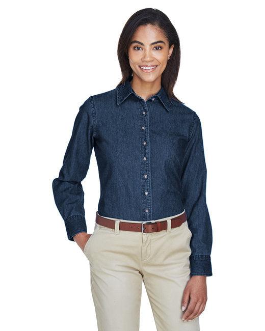 Harriton Ladies' 6.5 oz. Long-Sleeve Denim Shirt M550W - Dresses Max